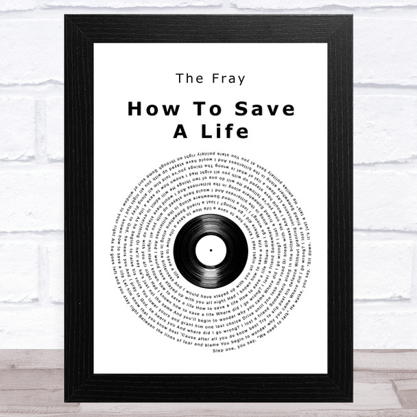 The Fray How To Save A Life Vinyl Record Song Lyric Art Print