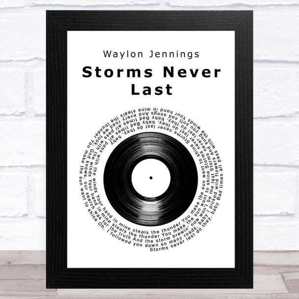 Waylon Jennings Storms Never Last Vinyl Record Song Lyric Art Print