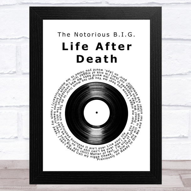 The Notorious B.I.G. Life After Death Vinyl Record Song Lyric Art Print