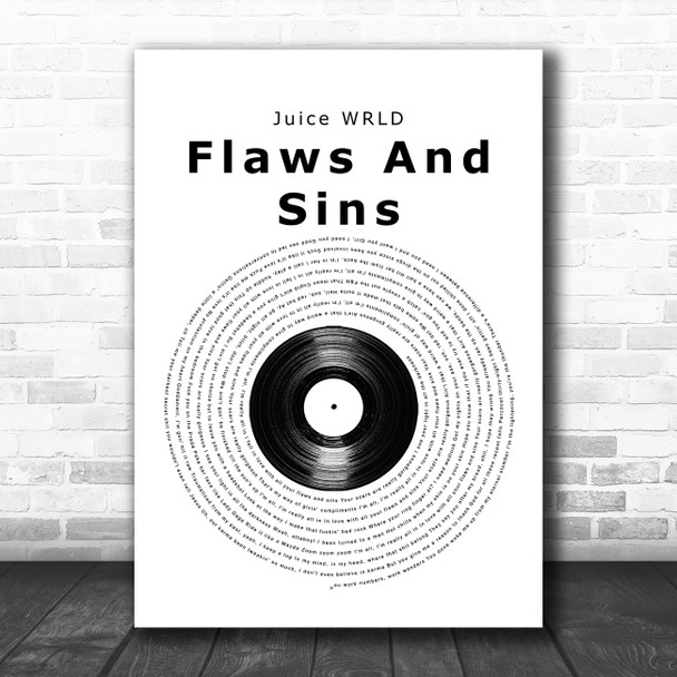 Juice WRLD Flaws And Sins Vinyl Record Song Lyric Art Print