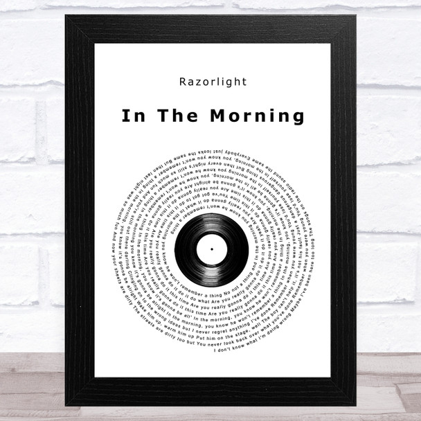 Razorlight In The Morning Vinyl Record Song Lyric Art Print