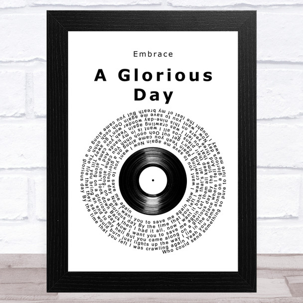Embrace A Glorious Day Vinyl Record Song Lyric Art Print