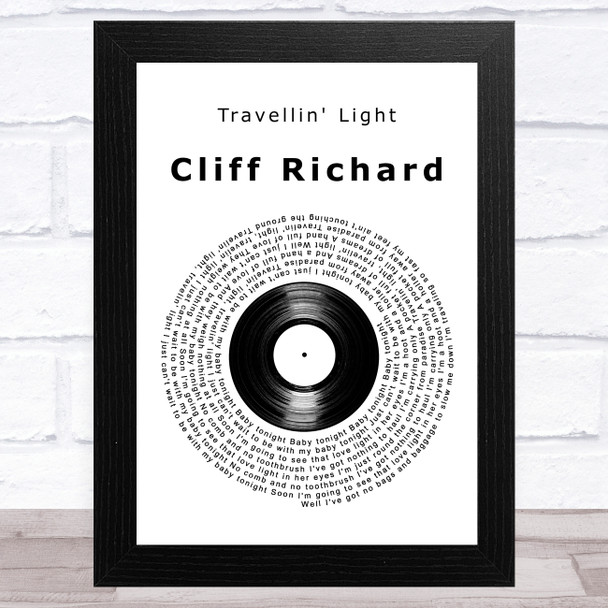 Travellin' Light Cliff Richard Vinyl Record Song Lyric Art Print