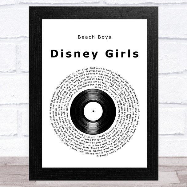 Beach Boys Disney Girls Vinyl Record Song Lyric Art Print