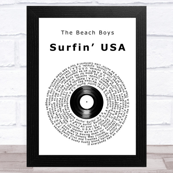 The Beach Boys Surfin USA Vinyl Record Song Lyric Art Print