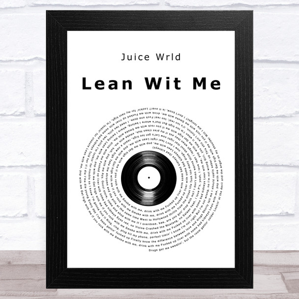 Juice Wrld Lean Wit Me Vinyl Record Song Lyric Art Print