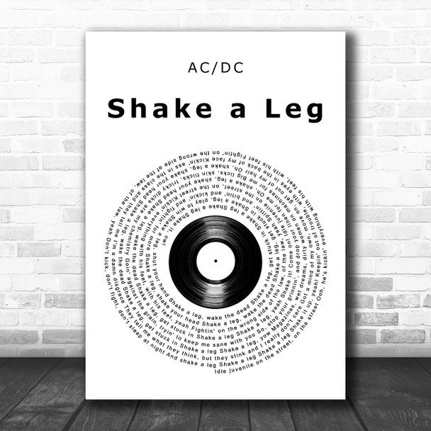 ACDC Shake a Leg Vinyl Record Song Lyric Art Print