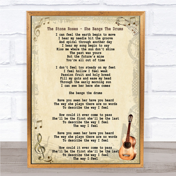 The Stone Roses She Bangs The Drums Song Lyric Vintage Music Wall Art Print