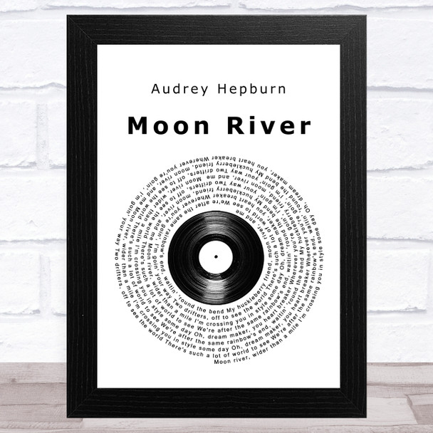 Audrey Hepburn Moon River Vinyl Record Song Lyric Art Print