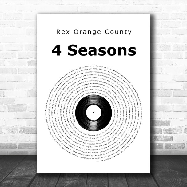 Rex Orange County 4 Seasons Vinyl Record Song Lyric Art Print