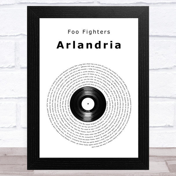 Foo Fighters Arlandria Vinyl Record Song Lyric Art Print