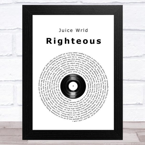 Juice Wrld Righteous Vinyl Record Song Lyric Art Print