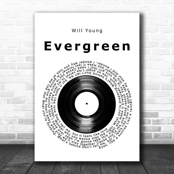 Will Young Evergreen Vinyl Record Song Lyric Art Print