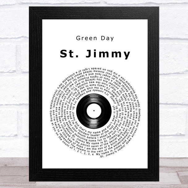 Green Day St. Jimmy Vinyl Record Song Lyric Art Print