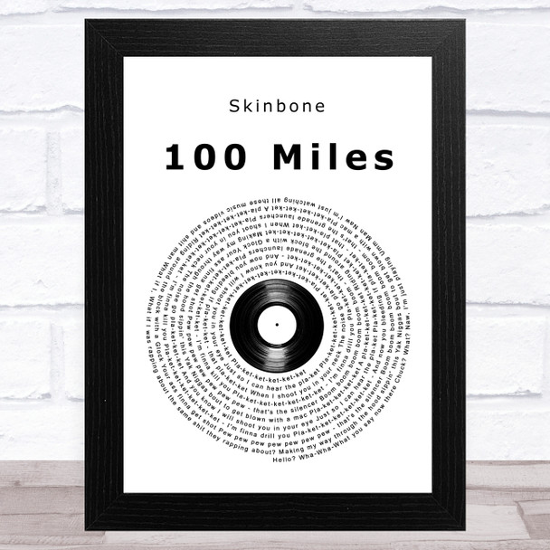 Skinbone 100 Miles Vinyl Record Song Lyric Art Print