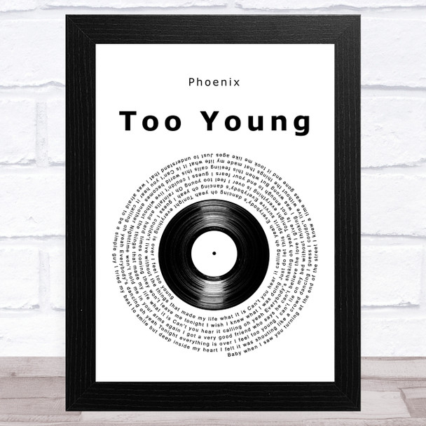 Phoenix Too Young Vinyl Record Song Lyric Art Print