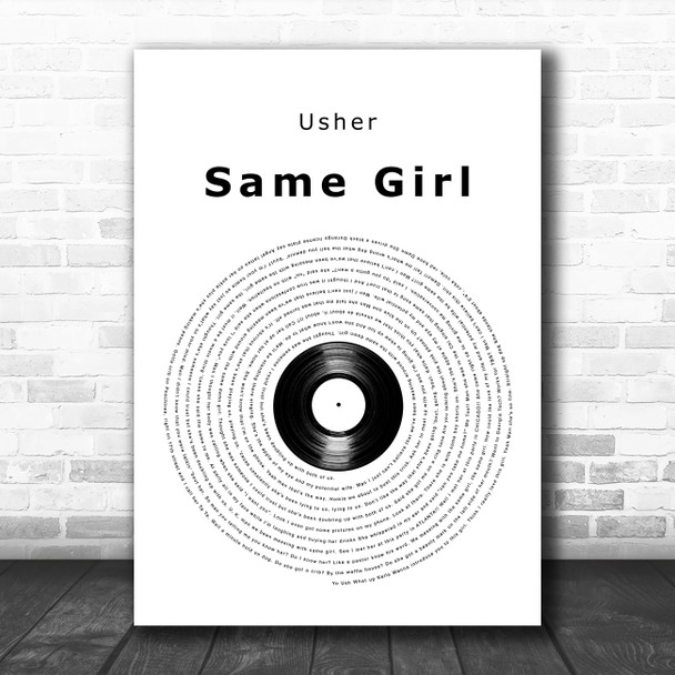 Usher Same Girl Vinyl Record Song Lyric Art Print