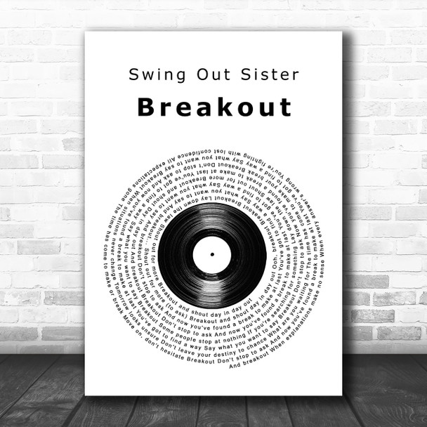 Swing Out Sister Breakout Vinyl Record Song Lyric Art Print