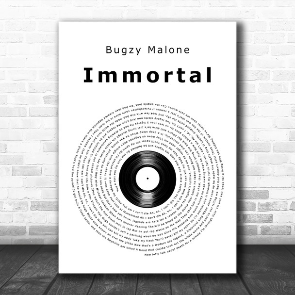 Bugzy Malone Immortal Vinyl Record Song Lyric Art Print