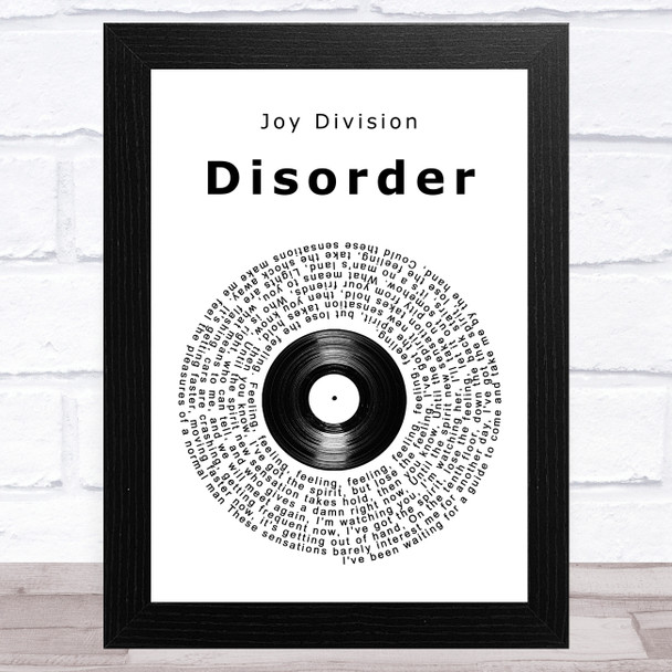 Joy Division Disorder Vinyl Record Song Lyric Art Print