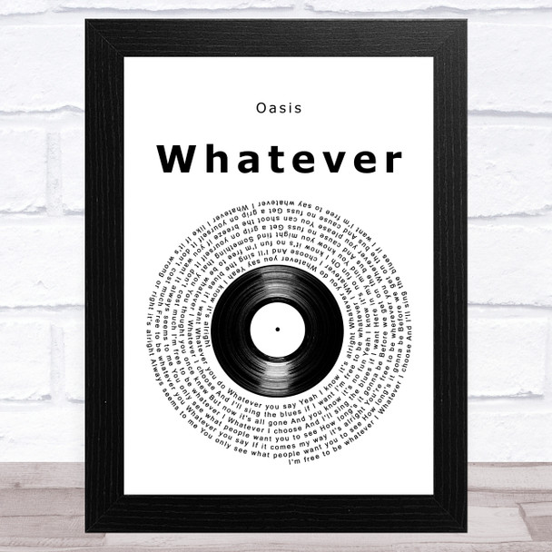 Oasis Whatever Vinyl Record Song Lyric Art Print