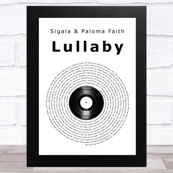 Sigala & Paloma Faith Lullaby Vinyl Record Song Lyric Art Print