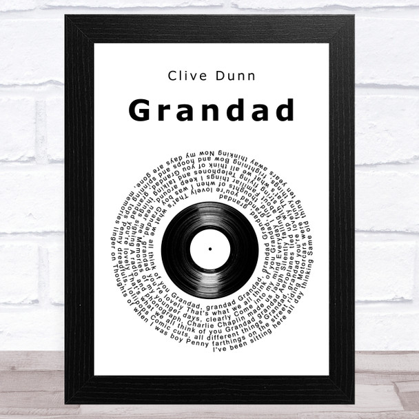 Clive Dunn Grandad Vinyl Record Song Lyric Art Print