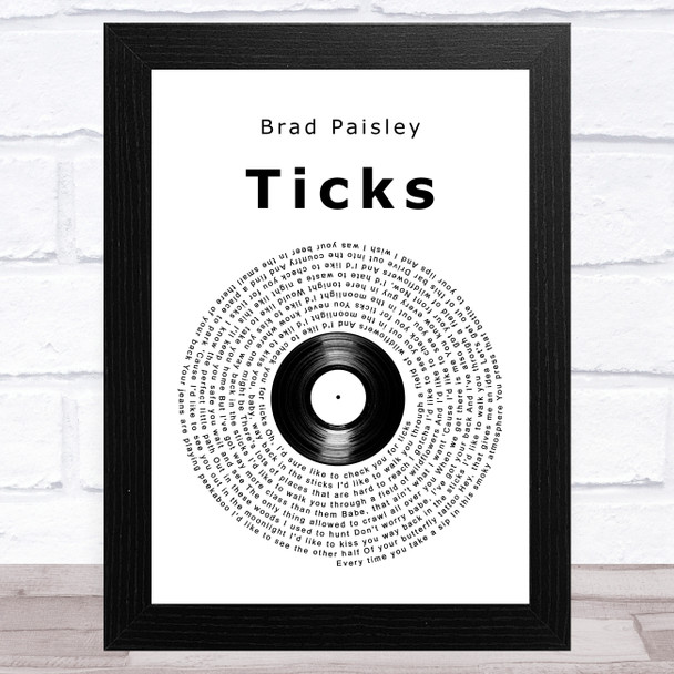 Brad Paisley Ticks Vinyl Record Song Lyric Art Print