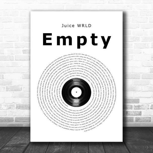 Juice WRLD Empty Vinyl Record Song Lyric Art Print