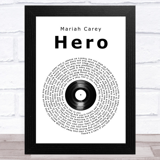 Mariah Carey Hero Vinyl Record Song Lyric Art Print