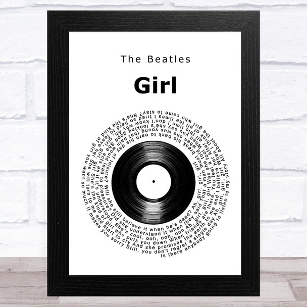 The Beatles Girl Vinyl Record Song Lyric Art Print