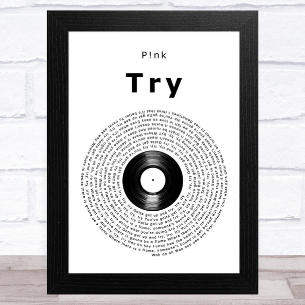 P!nk Try Vinyl Record Song Lyric Art Print