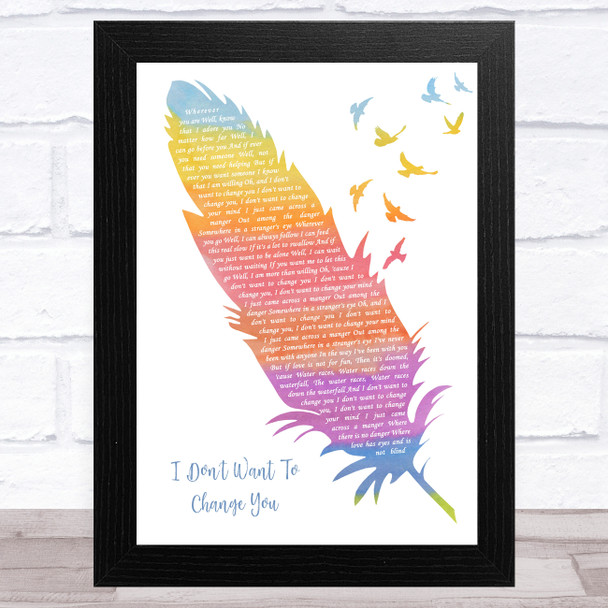 Damien Rice I Don't Want To Change You Watercolour Feather & Birds Song Lyric Art Print