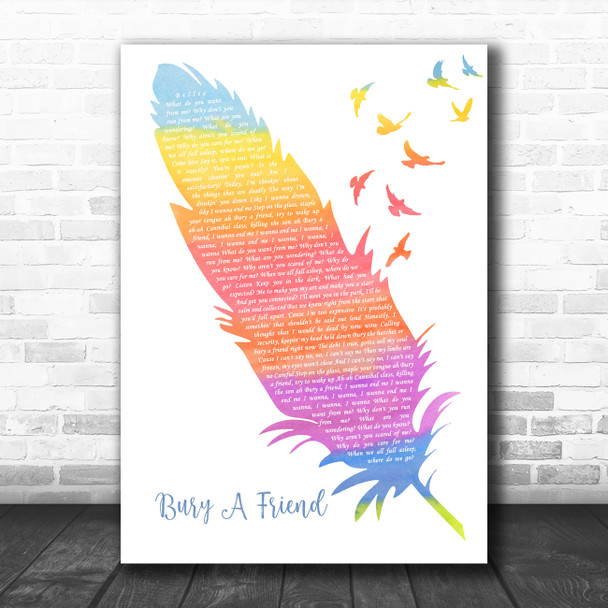Billie Eilish Bury A Friend Watercolour Feather & Birds Song Lyric Art Print