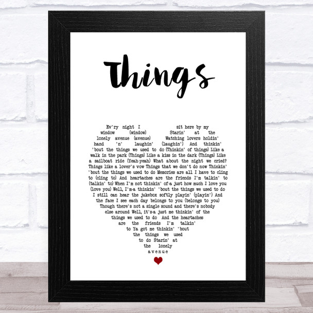 Robbie Williams Things White Heart Song Lyric Art Music  Print