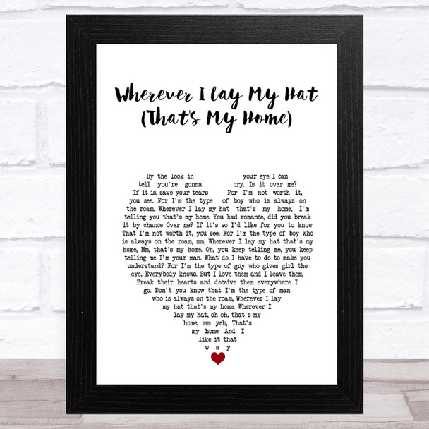Marvin Gaye Wherever I Lay My Hat (That's My Home) White Heart Song Lyric Art Print