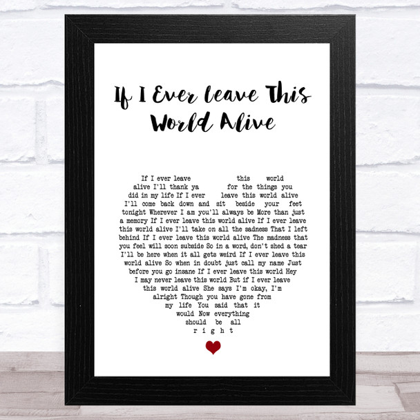 Flogging Molly If I Ever Leave This World Alive White Heart Song Lyric Art Print