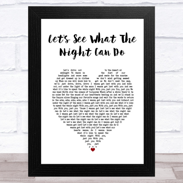 Jason Mraz Let's See What The Night Can Do White Heart Song Lyric Art Print