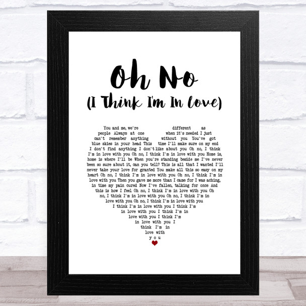 Blossoms Oh No (I Think I'm In Love) White Heart Song Lyric Art Print