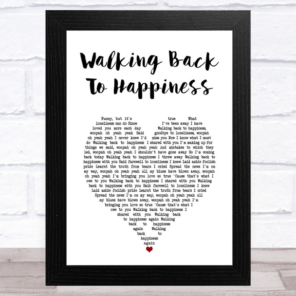 Helen Shapiro Walking Back To Happiness White Heart Song Lyric Art Print