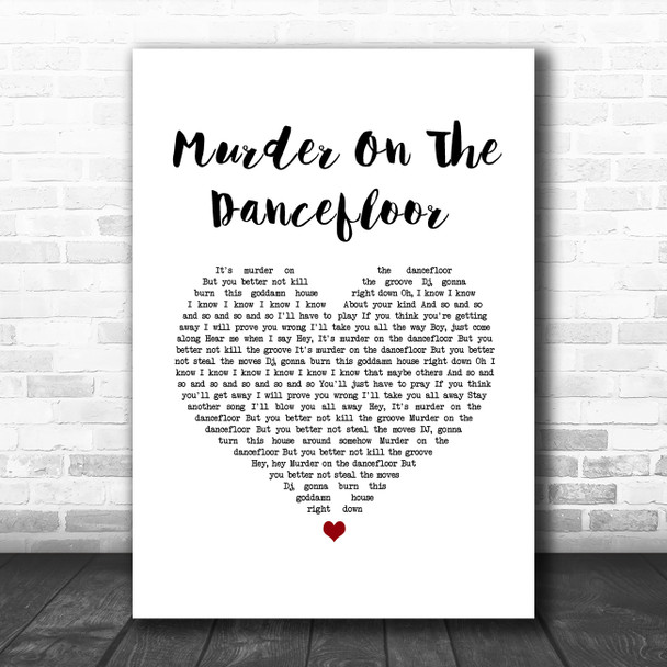 Sophie Ellis-Bextor Murder On The Dancefloor White Heart Song Lyric Art Print