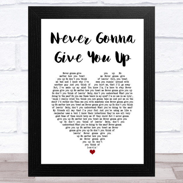 The Black Keys Never Gonna Give You Up White Heart Song Lyric Art Print