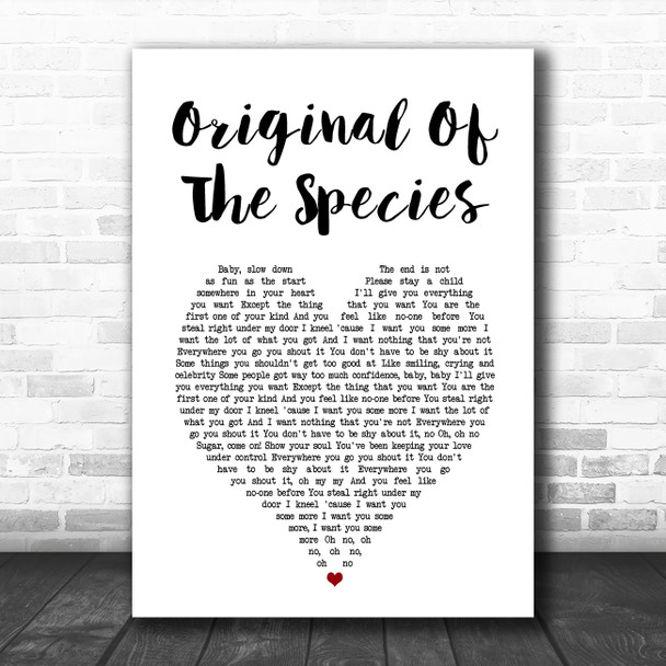 U2 Original Of The Species White Heart Song Lyric Art Print