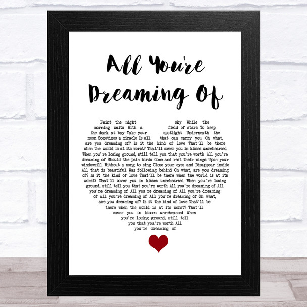 Liam Gallagher All You're Dreaming Of White Heart Song Lyric Art Print