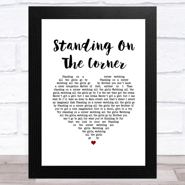 Dean Martin Standing On The Corner White Heart Song Lyric Art Print