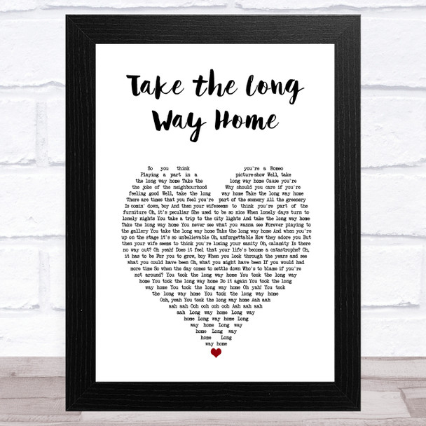 Supertramp Take the Long Way Home White Heart Song Lyric Art Print