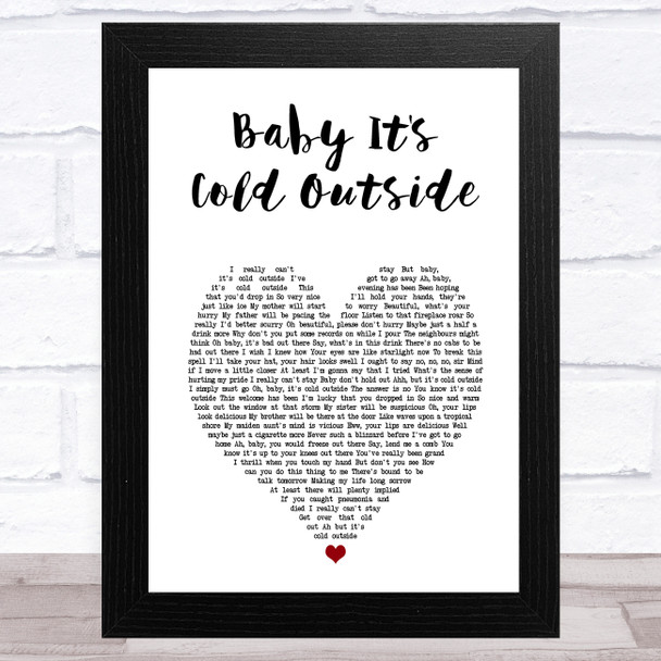 Tom Jones Baby It's Cold Outside White Heart Song Lyric Art Print