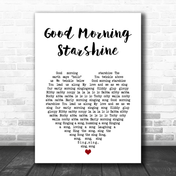 Oliver Good Morning Starshine White Heart Song Lyric Art Print