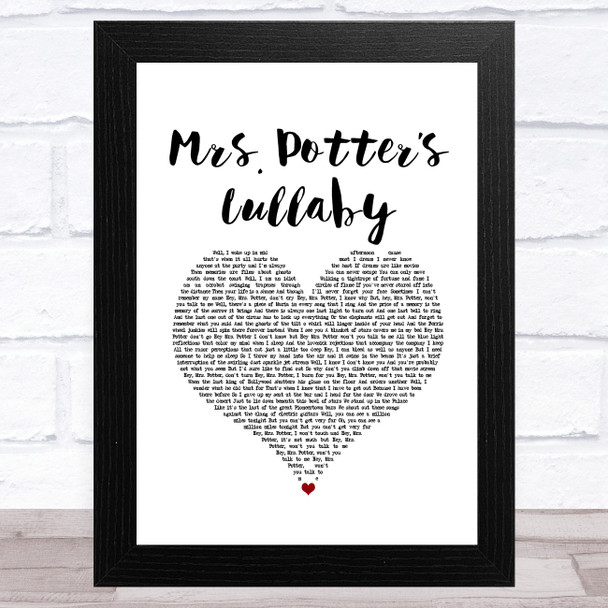 Counting Crows Mrs. Potters Lullaby White Heart Song Lyric Art Print