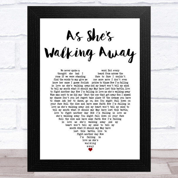 Zac Brown Band As She's Walking Away White Heart Song Lyric Art Print